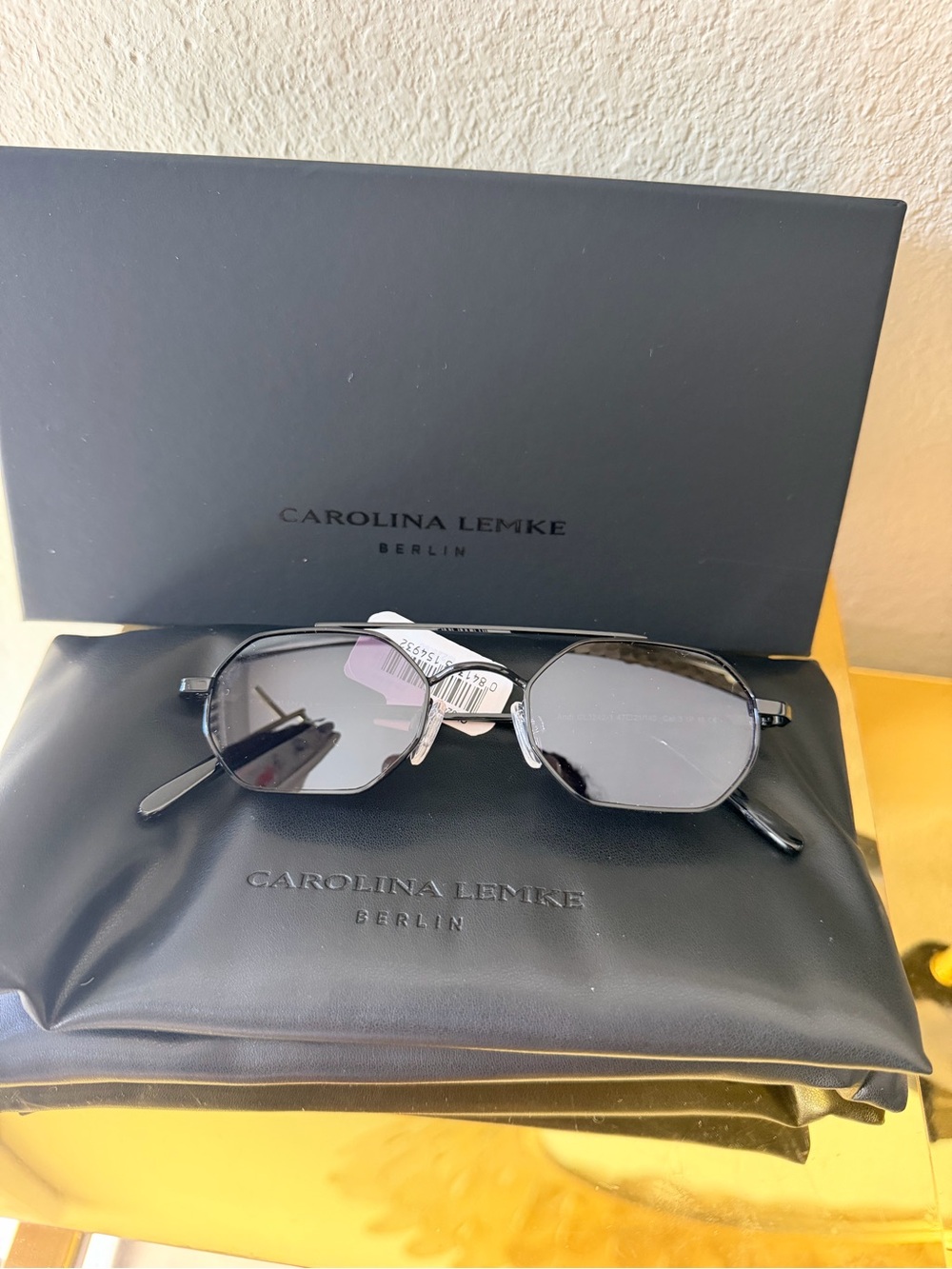 Carolina Lemke Berlin Men's Black Metal Sunglasses